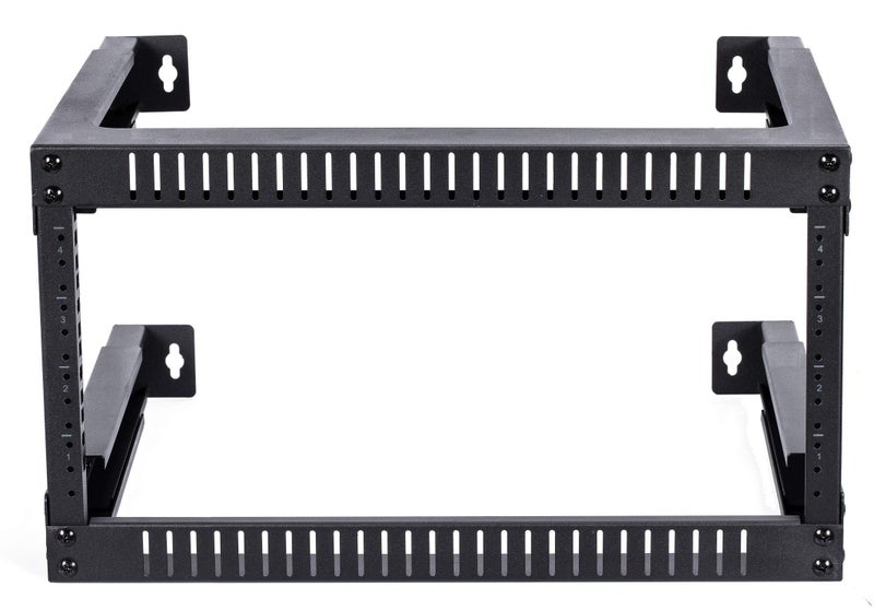 Kenuco 6U Adjustable Depth Wall Mount Open Frame Steel Network Equipment Rack 17.75 Inch Deep - Image 2